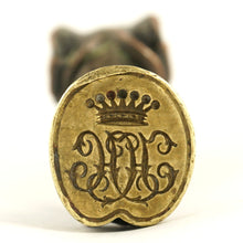 Load image into Gallery viewer, Antique Wax Seal Crown Monogram Figural Horse Leg, Saddle & Hoof, Equestrian Desk Stamp