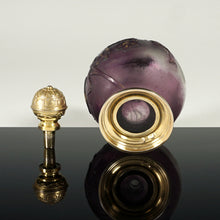 Load image into Gallery viewer, Antique French Burgun, Schverer & Cie (B.S. & Cie) Acid Cameo Glass Perfume Bottle, Gold Vermeil Sterling Silver Mounts, Art Nouveau Flowers