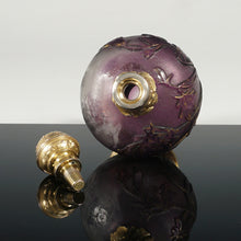 Load image into Gallery viewer, Antique French Burgun, Schverer & Cie (B.S. & Cie) Acid Cameo Glass Perfume Bottle, Gold Vermeil Sterling Silver Mounts, Art Nouveau Flowers