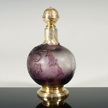 Load image into Gallery viewer, Antique French Burgun, Schverer & Cie (B.S. & Cie) Acid Cameo Glass Perfume Bottle, Gold Vermeil Sterling Silver Mounts, Art Nouveau Flowers