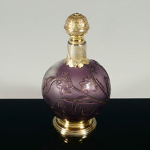 Load image into Gallery viewer, Antique French Burgun, Schverer & Cie (B.S. & Cie) Acid Cameo Glass Perfume Bottle, Gold Vermeil Sterling Silver Mounts, Art Nouveau Flowers