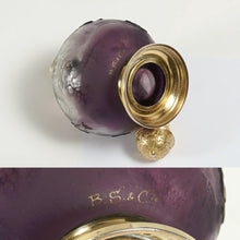 Load image into Gallery viewer, Antique French Burgun, Schverer & Cie (B.S. & Cie) Acid Cameo Glass Perfume Bottle, Gold Vermeil Sterling Silver Mounts, Art Nouveau Flowers