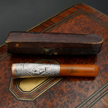 Load image into Gallery viewer, Antique Art Nouveau French .800 Silver Mounted Amber Cigarette Holder or Cheroot Holder, Etui Case
