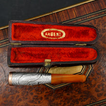 Load image into Gallery viewer, Antique Art Nouveau French .800 Silver Mounted Amber Cigarette Holder or Cheroot Holder, Etui Case