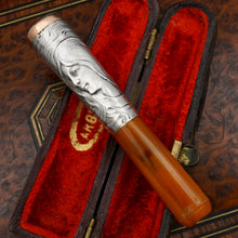 Load image into Gallery viewer, Antique Art Nouveau French .800 Silver Mounted Amber Cigarette Holder or Cheroot Holder, Etui Case