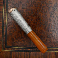 Load image into Gallery viewer, Antique Art Nouveau French .800 Silver Mounted Amber Cigarette Holder or Cheroot Holder, Etui Case