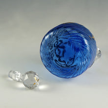 Load image into Gallery viewer, Antique French Blue Glass Liquor Set | Raised Gold Enamel & Swirl Pattern | Decanter & Cordial Aperitif Service