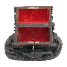 Load image into Gallery viewer, Antique Black Forest Hand Carved Wood Jewelry Box, Figural Pheasant / Grouse Game Bird, Lock & Key