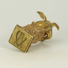 Load image into Gallery viewer, Antique French Gilt Bronze Wax Seal Desk Stamp, Cherub Angel Figure