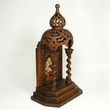 Load image into Gallery viewer, Antique Carved Wood Altar Piece Porcelain Portrait Plaque Virgin Mary &amp; Infant Baby Jesus
