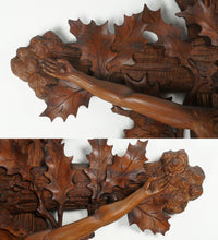 Load image into Gallery viewer, Antique Black Forest Hand Carved Wood Crucifix with Corpus Christi Jesus Christ Religious Wall Sculpture