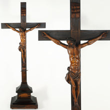Load image into Gallery viewer, 30" Antique Carved Wood Jesus Christ Corpus Crucifix Church Altar Piece Religious Sculpture Statue Chapel Monastery