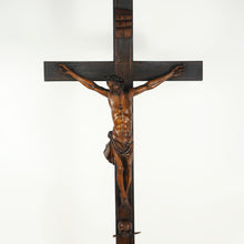 Load image into Gallery viewer, 30" Antique Carved Wood Jesus Christ Corpus Crucifix Church Altar Piece Religious Sculpture Statue Chapel Monastery