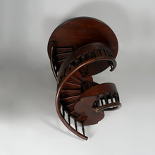 Load image into Gallery viewer, Vintage Mahogany Wood Double Spiral Staircase Architectural Model Maquette
