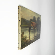 Load image into Gallery viewer, Pastoral Portrait of a Cow & Calf, Signed German Oil Painting, Edmund DITTMANN