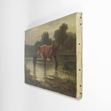Load image into Gallery viewer, Pastoral Portrait of a Cow & Calf, Signed German Oil Painting, Edmund DITTMANN
