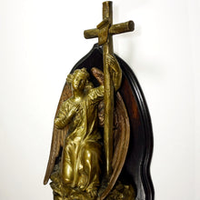 Load image into Gallery viewer, Antique French Bronze Holy Water Font, Angel & Cross Wall Stoup