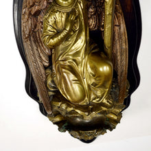 Load image into Gallery viewer, Antique French Bronze Holy Water Font, Angel & Cross Wall Stoup