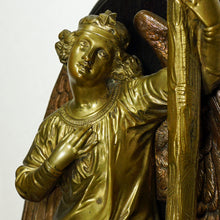 Load image into Gallery viewer, Antique French Bronze Holy Water Font, Angel & Cross Wall Stoup