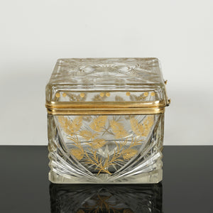 Antique French Cut Crystal Glass Box, Casket, Gilt Bronze Mounts