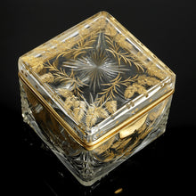 Load image into Gallery viewer, Antique French Cut Crystal Glass Box, Casket, Gilt Bronze Mounts