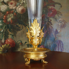 Load image into Gallery viewer, Antique French Gilt Bronze Cut Crystal 18" Large Epergne Trumpet Vase
