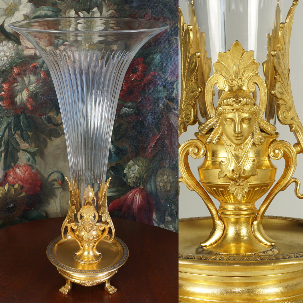 Antique French Gilt Bronze Cut Crystal 18