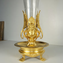 Load image into Gallery viewer, Antique French Gilt Bronze Cut Crystal 18" Large Epergne Trumpet Vase
