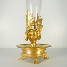 Load image into Gallery viewer, Antique French Gilt Bronze Cut Crystal 18" Large Epergne Trumpet Vase
