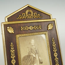 Load image into Gallery viewer, Antique French Napoleon III Gilt Bronze Table Top Picture Photo Frame Empire Style Ormolu Mahogany Wood