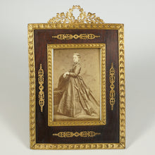 Load image into Gallery viewer, Antique French Napoleon III Gilt Bronze Photo Frame Empire Style Ormolu Mahogany Wood Table Top Picture Frame
