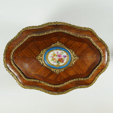 Load image into Gallery viewer, Antique French Perfume Caddy, Signed Alphonse Giroux Paris, Kingwood Box, Gilt Bronze & Hand Painted Porcelain Plaque, Baccarat Bottles