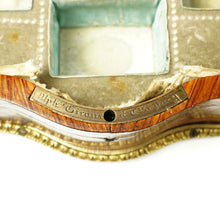 Load image into Gallery viewer, Antique French Perfume Caddy, Signed Alphonse Giroux Paris, Kingwood Box, Gilt Bronze & Hand Painted Porcelain Plaque, Baccarat Bottles