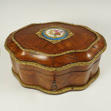 Load image into Gallery viewer, Antique French Perfume Caddy, Signed Alphonse Giroux Paris, Kingwood Box, Gilt Bronze & Hand Painted Porcelain Plaque, Baccarat Bottles