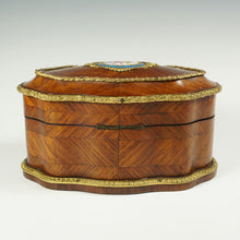 Load image into Gallery viewer, Antique French Perfume Caddy, Signed Alphonse Giroux Paris, Kingwood Box, Gilt Bronze & Hand Painted Porcelain Plaque, Baccarat Bottles