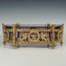 Load image into Gallery viewer, Antique French Empire Style Gilt Bronze Ormolu Purple Glass Table Centerpiece Bowl Jardiniere