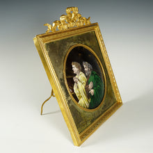 Load image into Gallery viewer, Antique French Limoges Enamel Miniature Portrait Plaque, Gilt Bronze Frame, Religious Scene Saint Peter & John