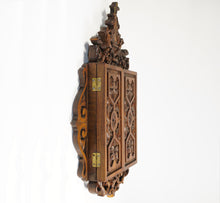 Load image into Gallery viewer, Antique Hand Painted Porcelain Portrait Plaques, Carved Wood Triptych Religious Scenes Alter Piece, Madonna & Child