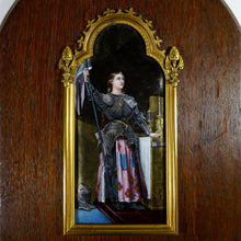Load image into Gallery viewer, Antique French Limoges Enamel Portrait Plaque Joan of Arc, Religious Miniature Scene
