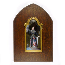 Load image into Gallery viewer, Antique French Limoges Enamel Portrait Plaque Joan of Arc, Religious Miniature Scene