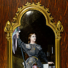 Load image into Gallery viewer, Antique French Limoges Enamel Portrait Plaque Joan of Arc, Religious Miniature Scene