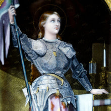 Load image into Gallery viewer, Antique French Limoges Enamel Portrait Plaque Joan of Arc, Religious Miniature Scene