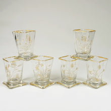 Load image into Gallery viewer, Antique French Glass Liquor Service, Aesthetic Style Gilded & Engraved Insects, Decanter & Cups Set