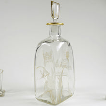 Load image into Gallery viewer, Antique French Glass Liquor Service, Aesthetic Style Gilded & Engraved Insects, Decanter & Cups Set