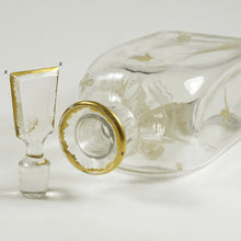 Load image into Gallery viewer, Antique French Glass Liquor Service, Aesthetic Style Gilded & Engraved Insects, Decanter & Cups Set