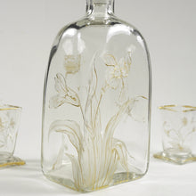 Load image into Gallery viewer, Antique French Glass Liquor Service, Aesthetic Style Gilded & Engraved Insects, Decanter & Cups Set