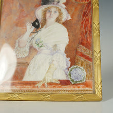 Load image into Gallery viewer, Antique French Miniature Portrait Lady with Mask, Gilt Bronze Ormolu Frame
