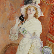 Load image into Gallery viewer, Antique French Miniature Portrait Lady with Mask, Gilt Bronze Ormolu Frame