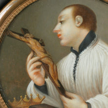 Load image into Gallery viewer, Antique Hand Painted Miniature Portrait Painting of St. Casimir, Religious Scene