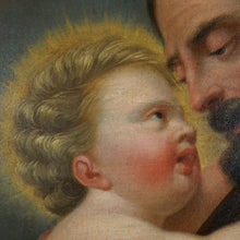 Load image into Gallery viewer, Antique 18thc French or Italian School Religious Oil Painting, Saint Joseph & Baby Jesus